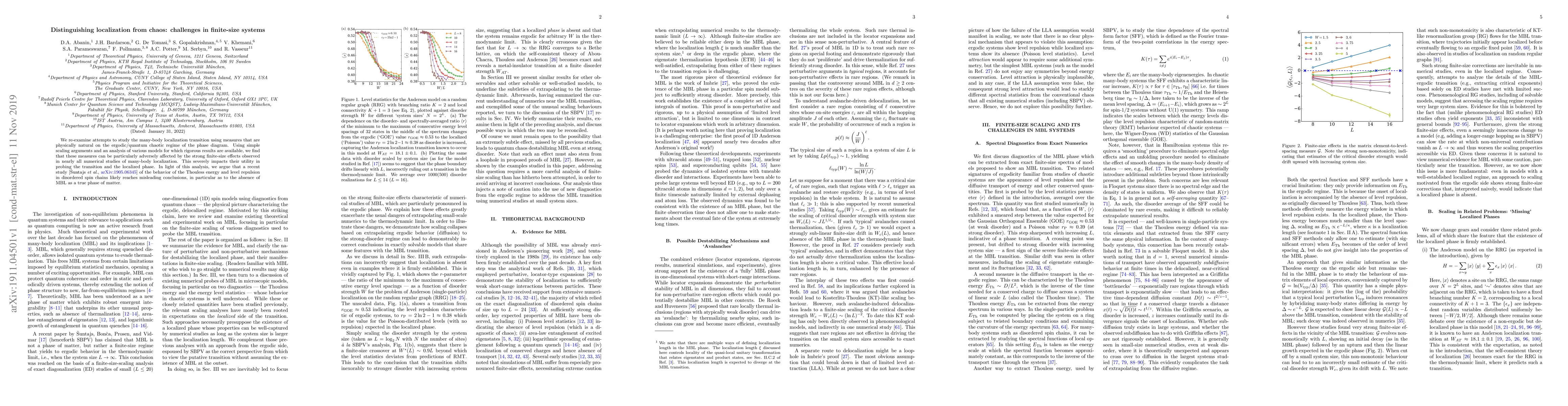Thumbnail for Distinguishing localization from chaos: challenges in finite-size
  systems