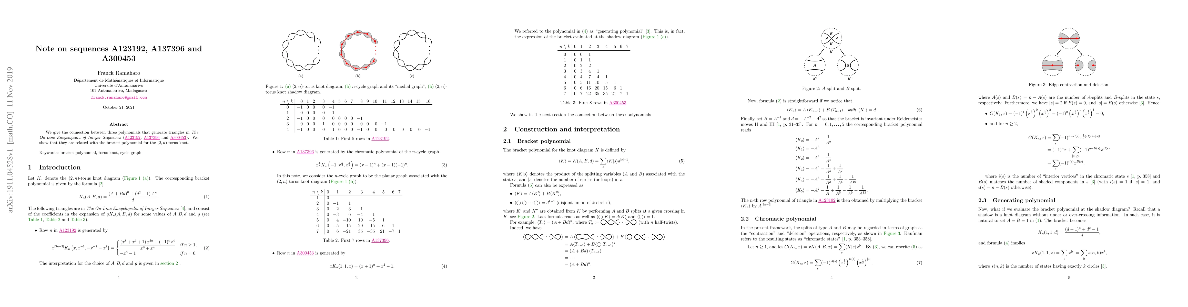 Thumbnail for Note on sequences A123192, A137396 and A300453