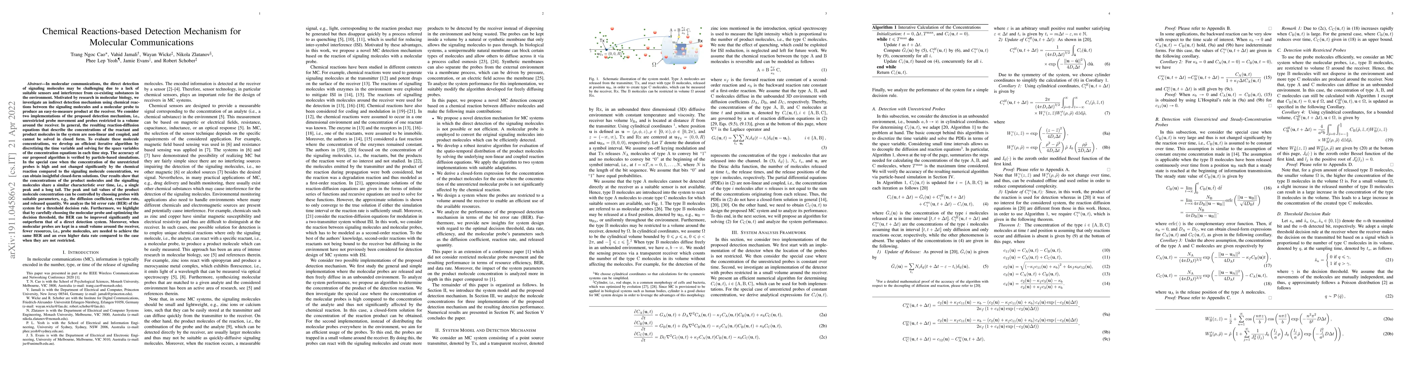 Thumbnail for Chemical Reactions-based Detection Mechanism for Molecular
  Communications