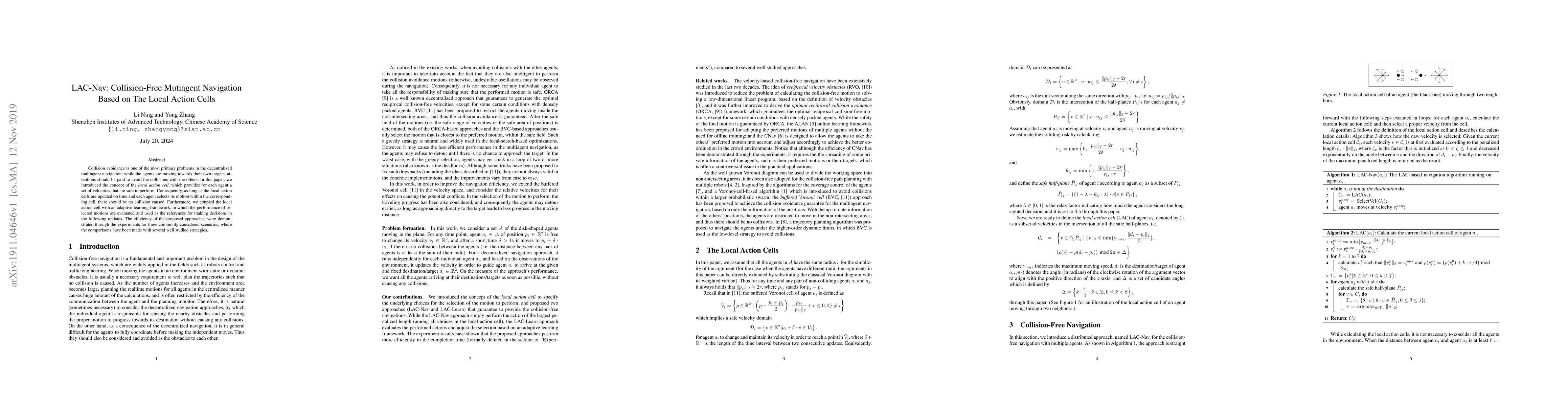 Thumbnail for LAC-Nav: Collision-Free Mutiagent Navigation Based on The Local Action
  Cells