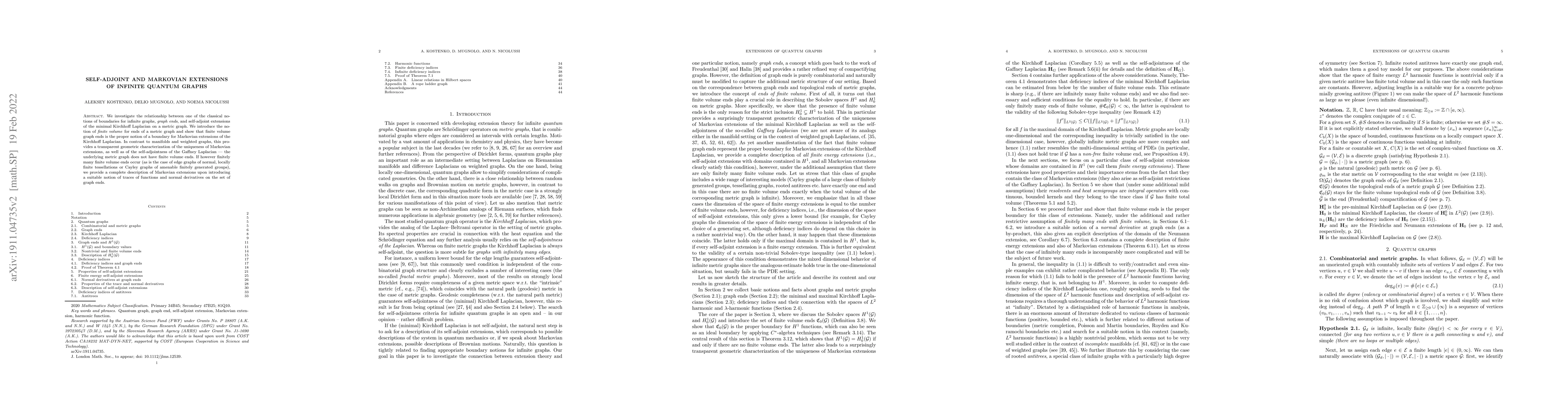 Thumbnail for Self-adjoint and Markovian extensions of infinite quantum graphs