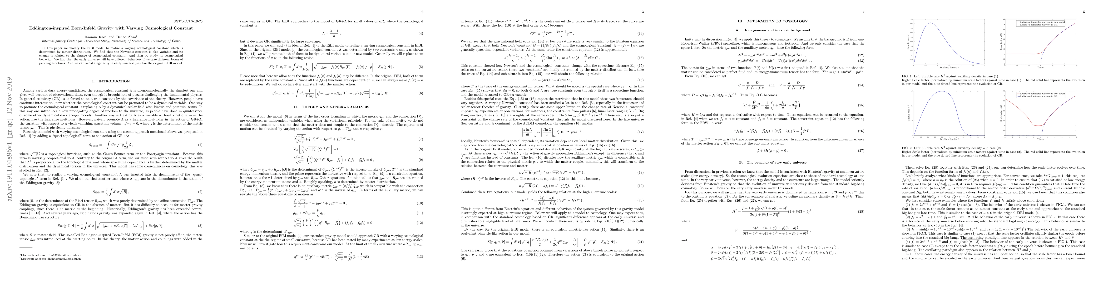 Thumbnail for Eddington-inspired Born-Infeld Gravity with Varying Cosmological
  Constant