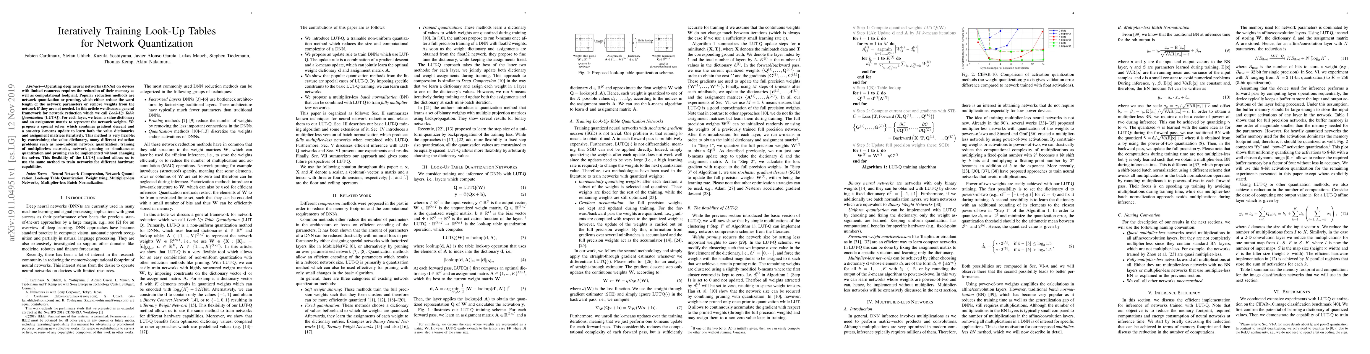Thumbnail for Iteratively Training Look-Up Tables for Network Quantization
