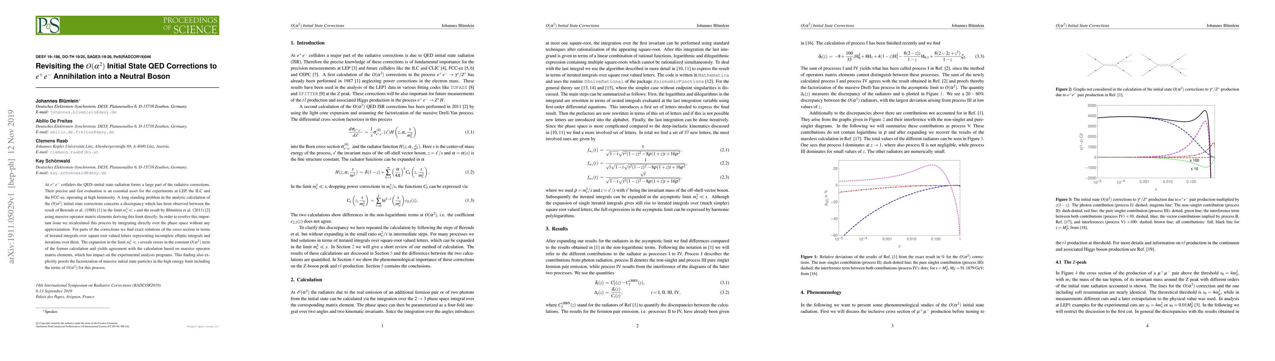 Thumbnail for Revisiting the $O(\alpha^2)$ Initial State QED Corrections to $e^+e^-$
  Annihilation into a Neutral Boson