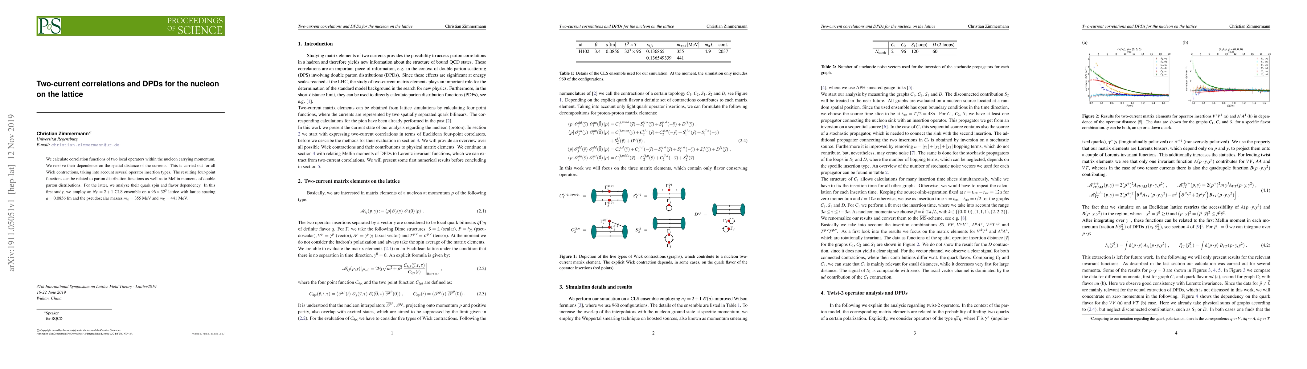 Thumbnail for Two-current correlations and DPDs for the nucleon on the lattice