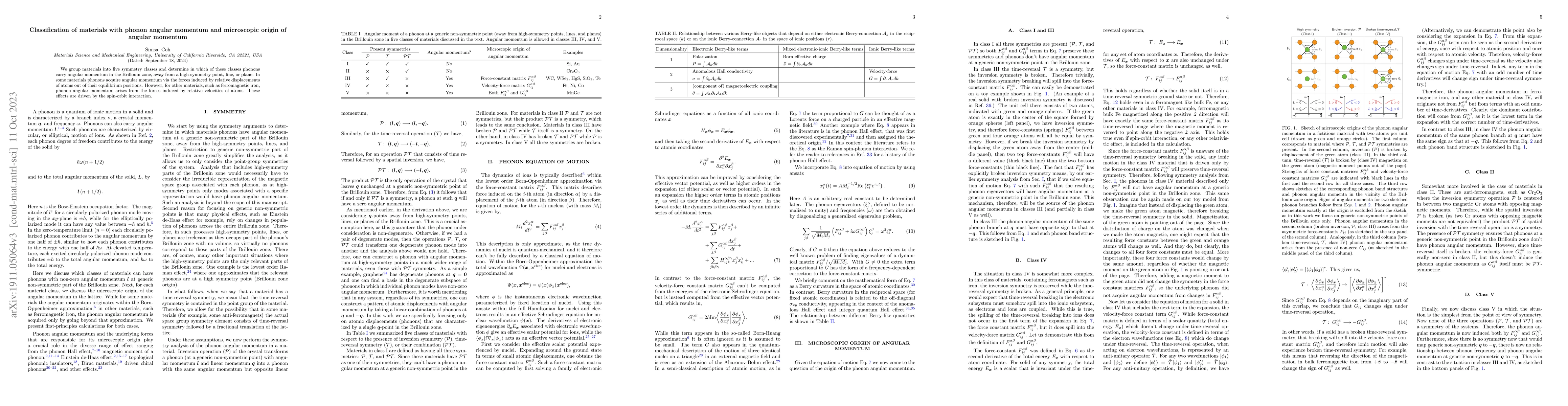 Thumbnail for Classification of materials with phonon angular momentum and microscopic
  origin of angular momentum