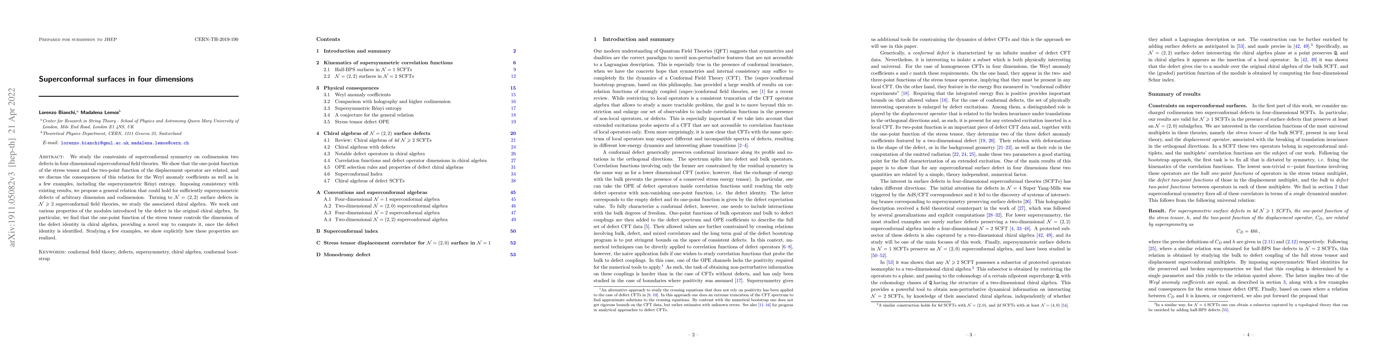 Thumbnail for Superconformal surfaces in four dimensions