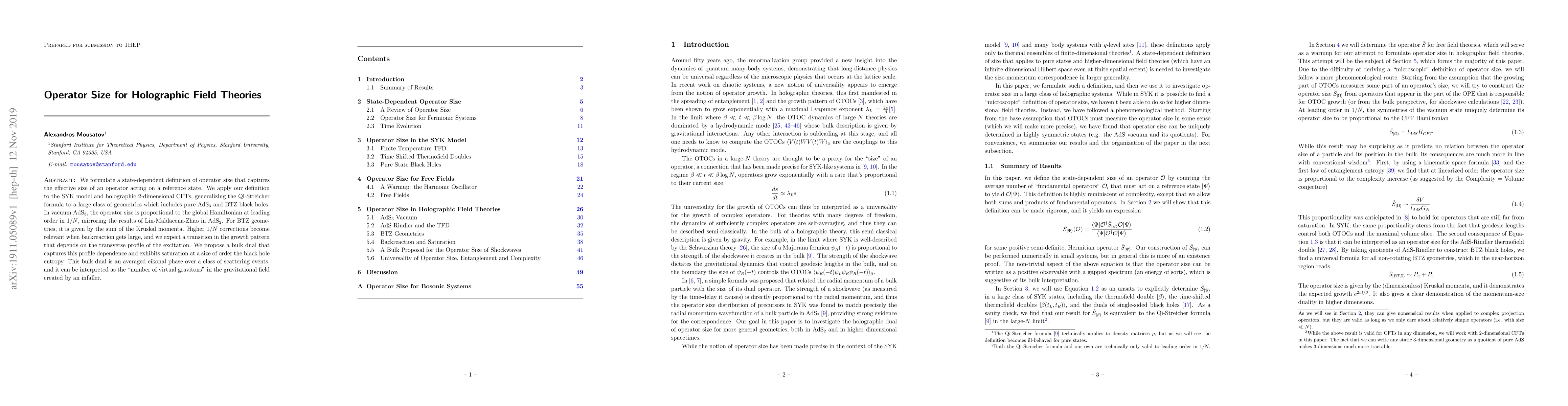 Thumbnail for Operator Size for Holographic Field Theories