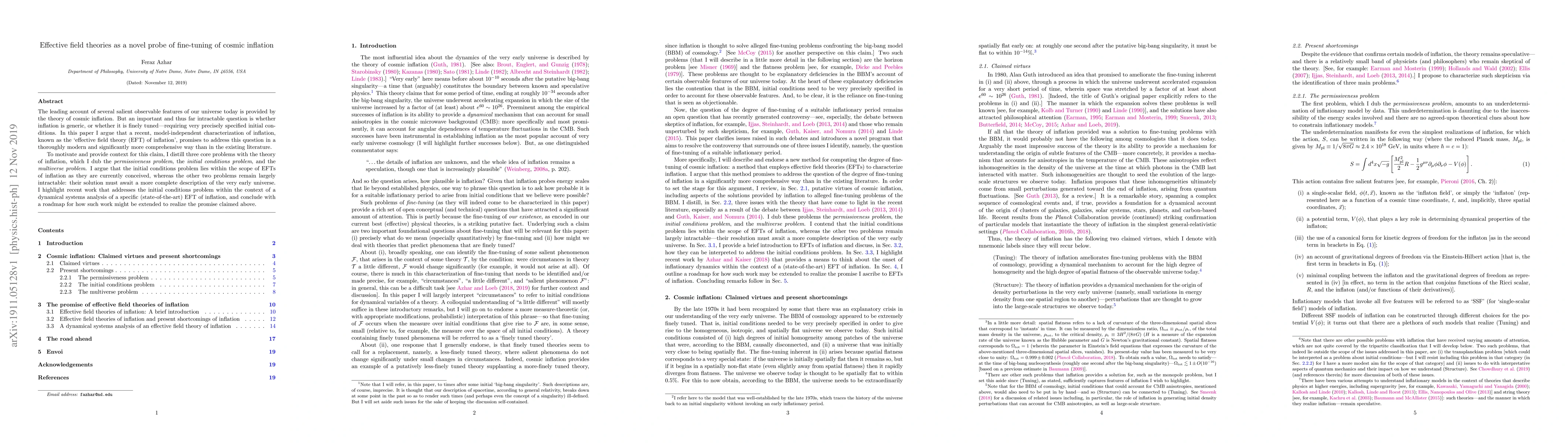 Thumbnail for Effective field theories as a novel probe of fine-tuning of cosmic
  inflation