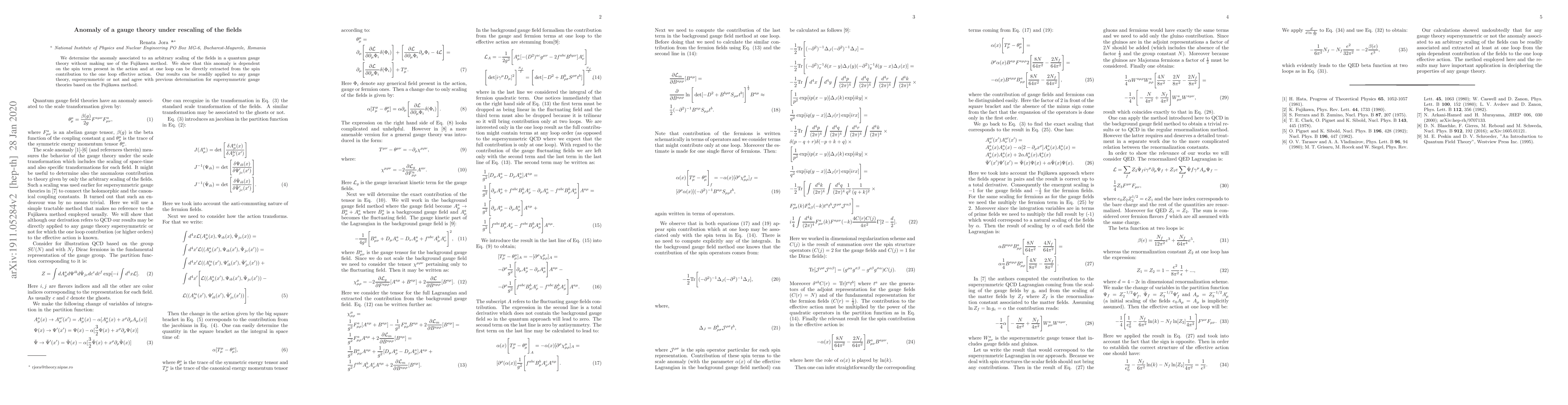 Thumbnail for Anomaly of a gauge theory under rescaling of the fields