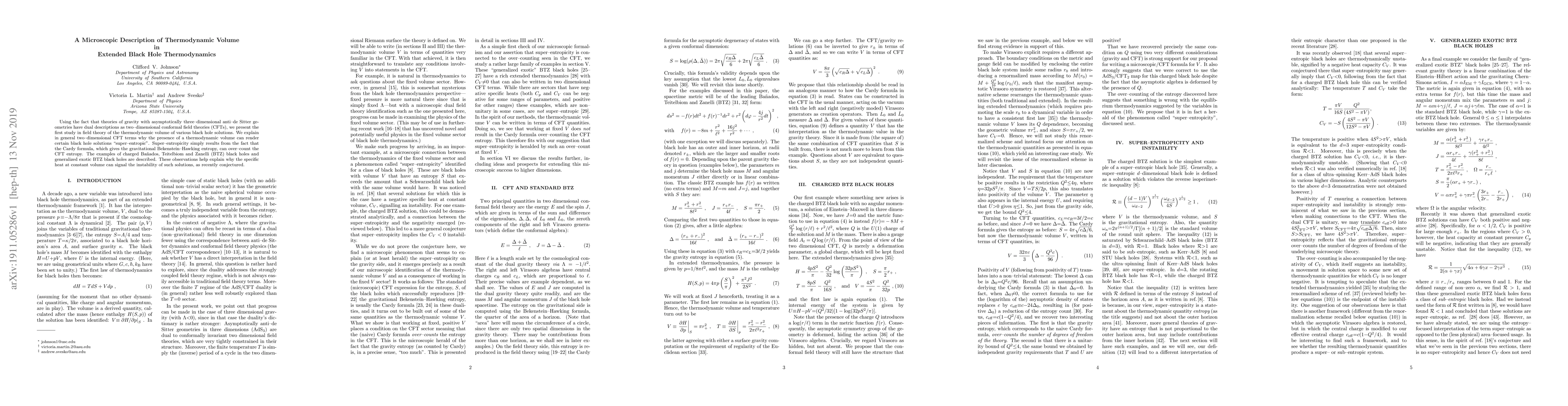 Thumbnail for A Microscopic Description of Thermodynamic Volume in Extended Black Hole
  Thermodynamics