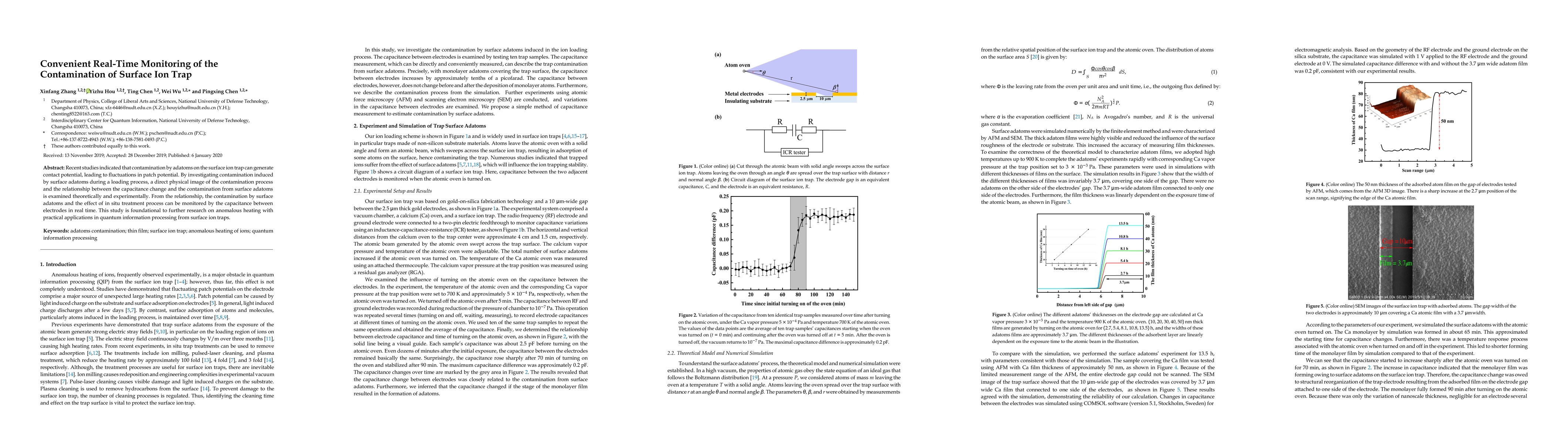 Thumbnail for Convenient Real-Time Monitoring of the Contamination of Surface Ion Trap