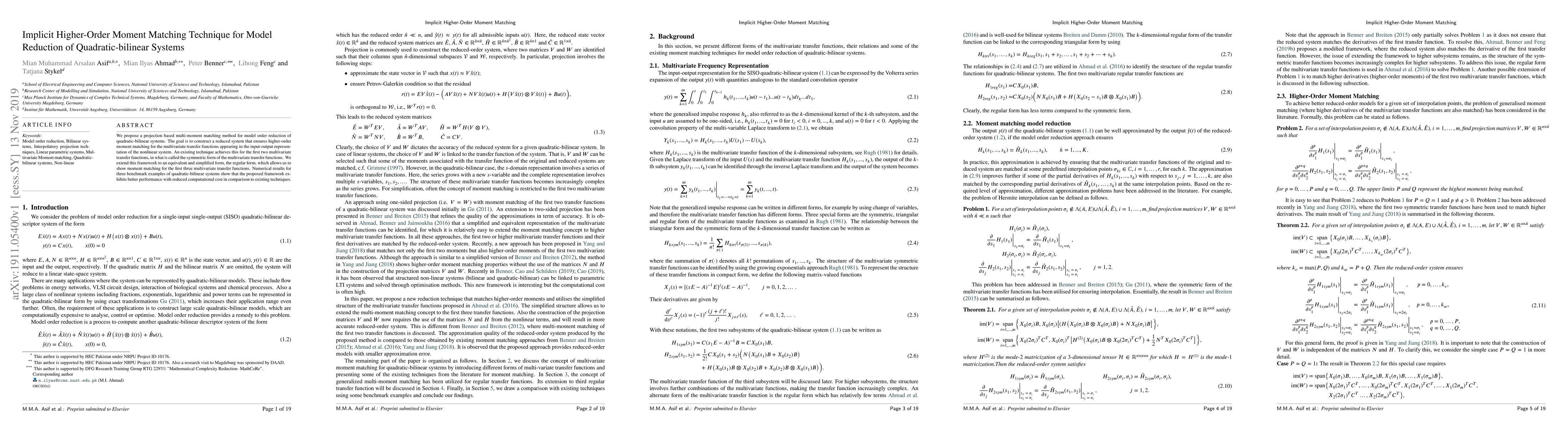 Thumbnail for Implicit Higher-Order Moment Matching Technique for Model Reduction of
  Quadratic-bilinear Systems