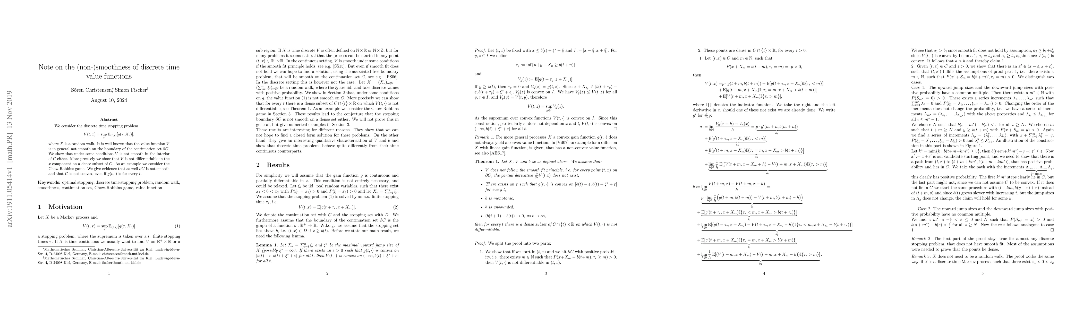 Thumbnail for Note on the (non-)smoothness of discrete time value functions