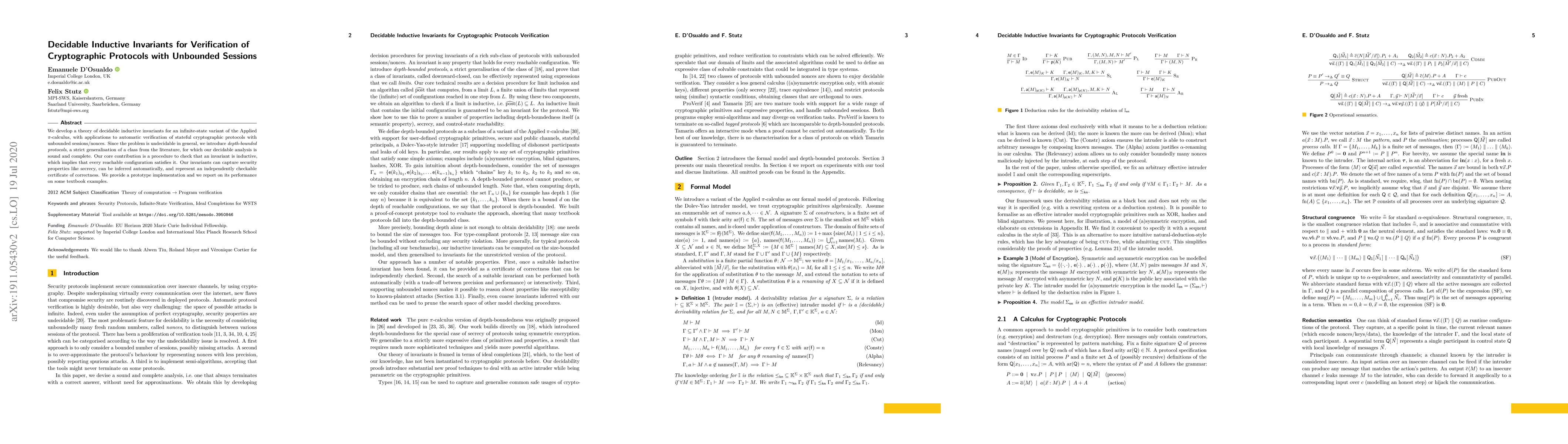 Thumbnail for Decidable Inductive Invariants for Verification of Cryptographic
  Protocols with Unbounded Sessions