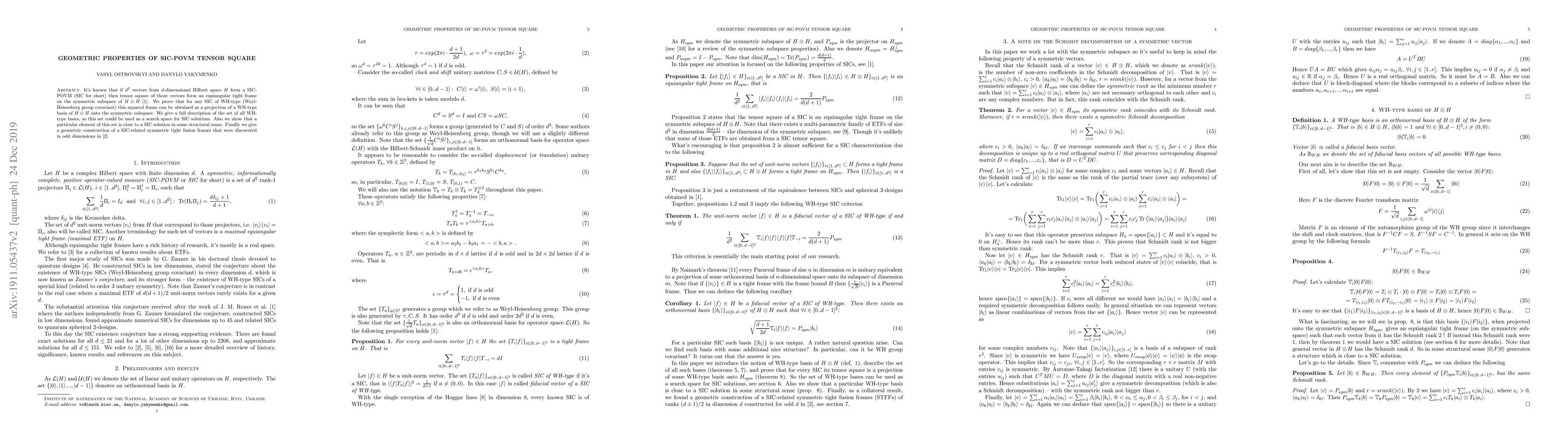 Thumbnail for Geometric properties of SIC-POVM tensor square
