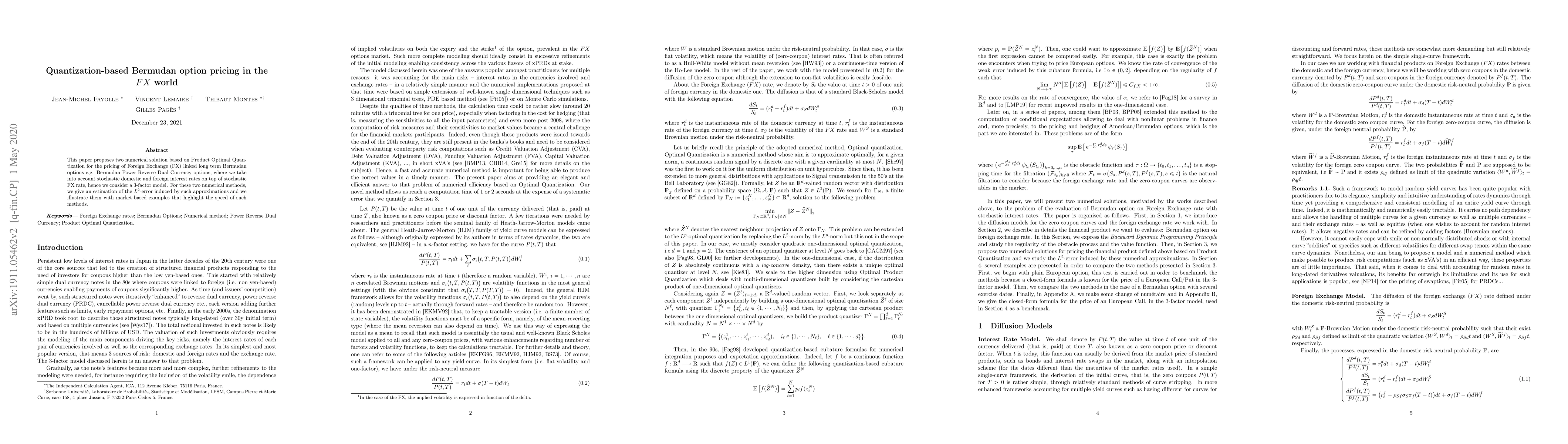Thumbnail for Quantization-based Bermudan option pricing in the $FX$ world