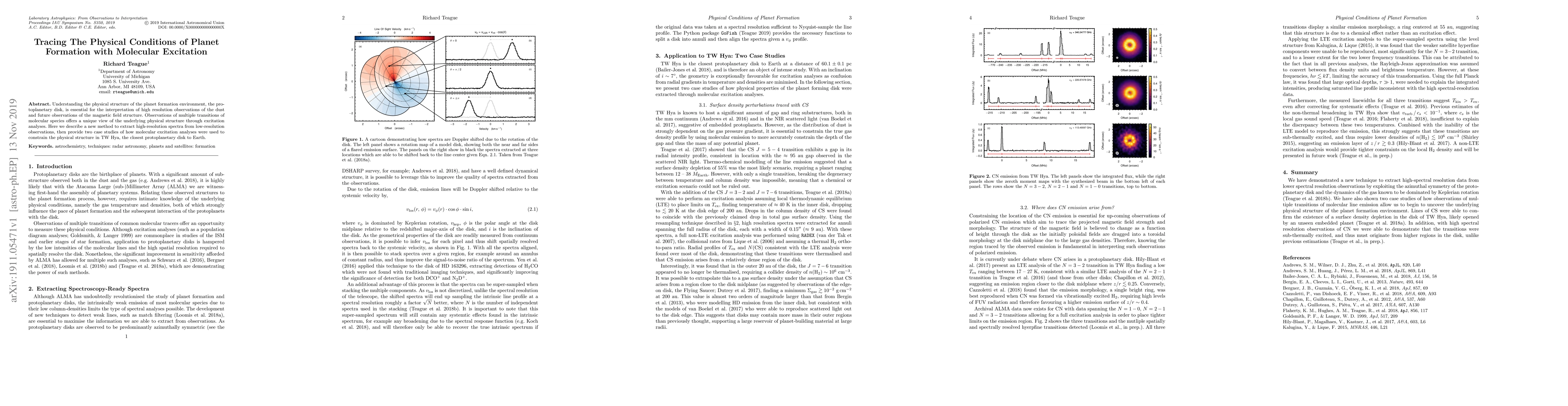 Thumbnail for Tracing The Physical Conditions of Planet Formation with Molecular
  Excitation
