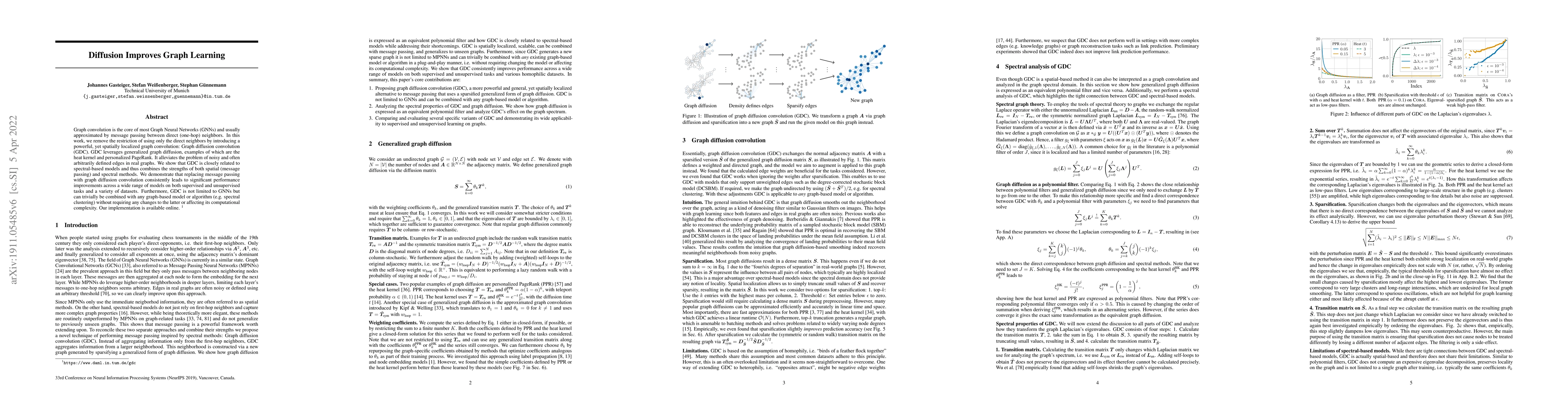 Thumbnail for Diffusion Improves Graph Learning