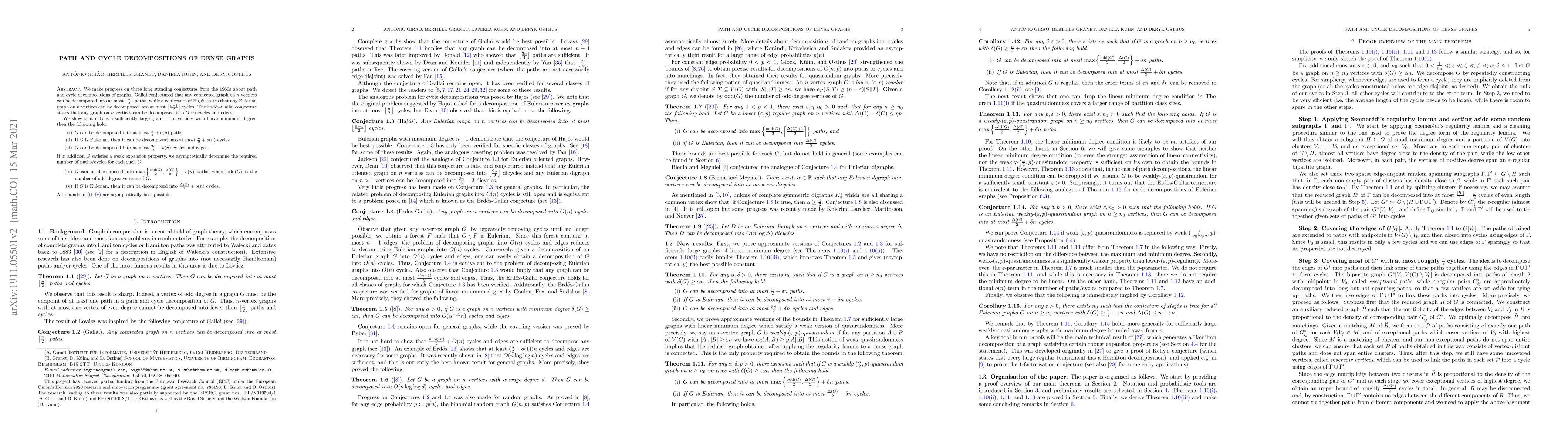 Thumbnail for Path and cycle decompositions of dense graphs