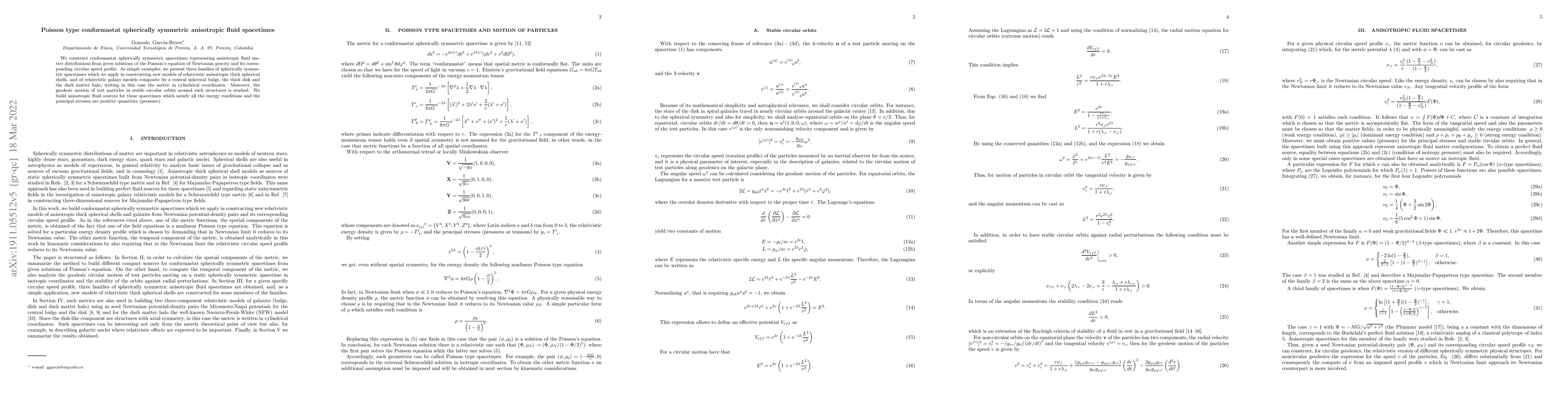 Thumbnail for Poisson type conformastat spherically symmetric anisotropic fluid
  spacetimes