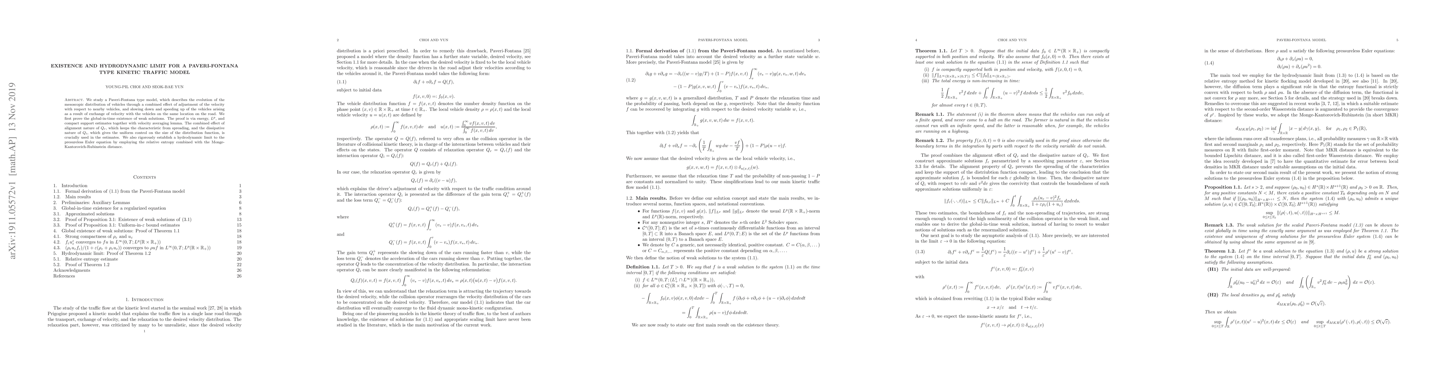 Thumbnail for Existence and hydrodynamic limit for a Paveri-Fontana type kinetic
  traffic model