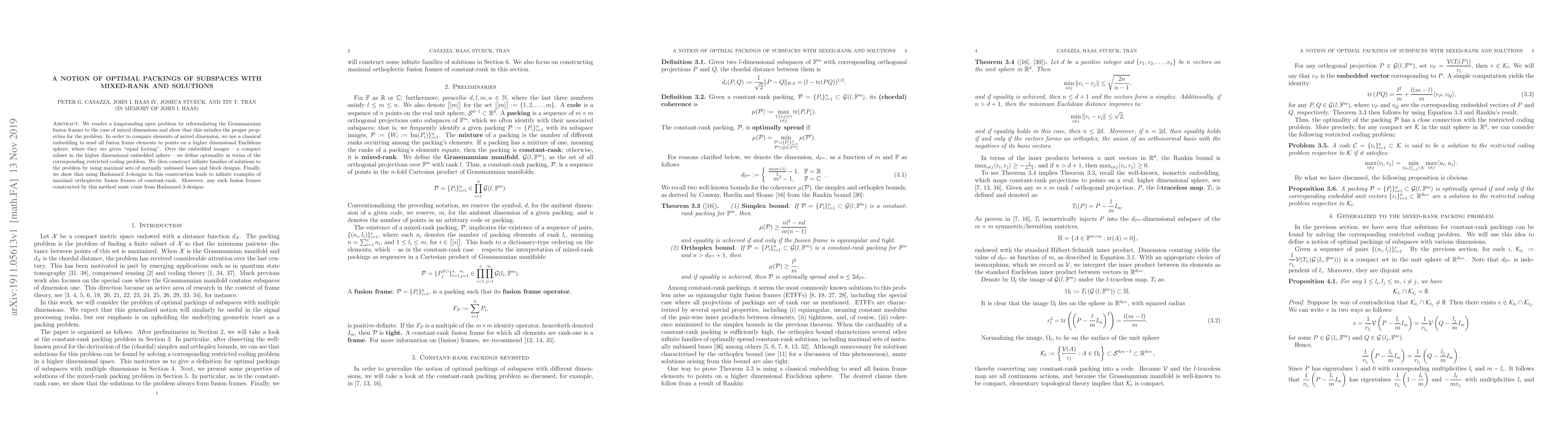 Thumbnail for A notion of optimal packings of subspaces with mixed-rank and solutions