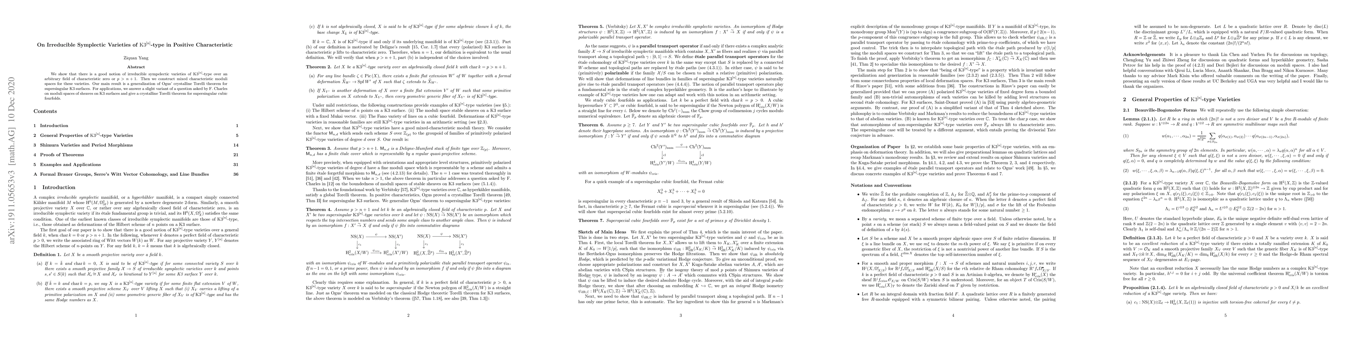 Thumbnail for On Irreducible Symplectic Varieties of $\mathrm{K3}^{[n]}$-type in
  Positive Characteristic
