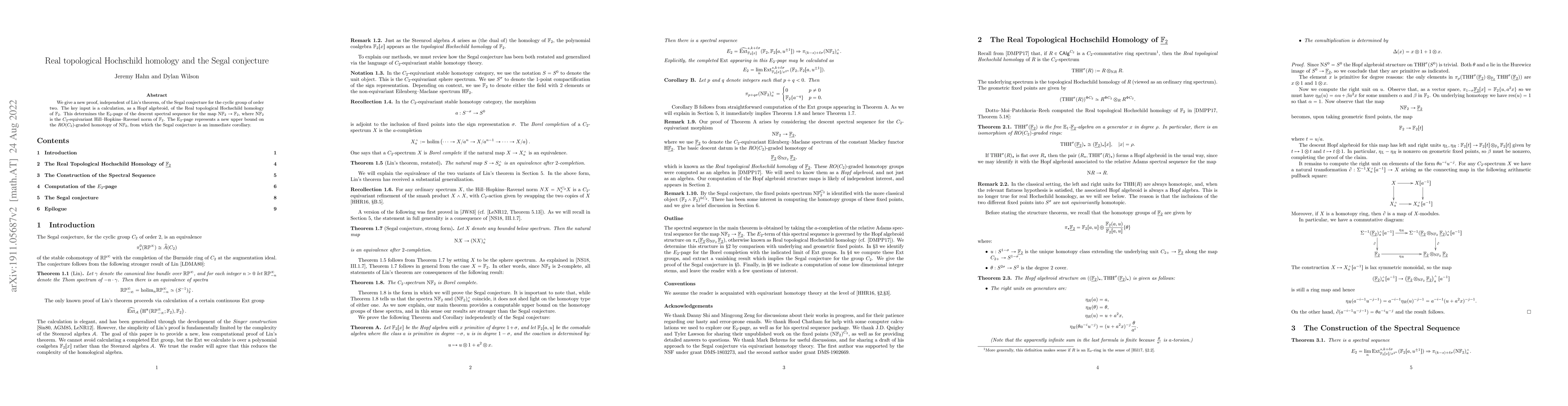 Thumbnail for Real topological Hochschild homology and the Segal conjecture