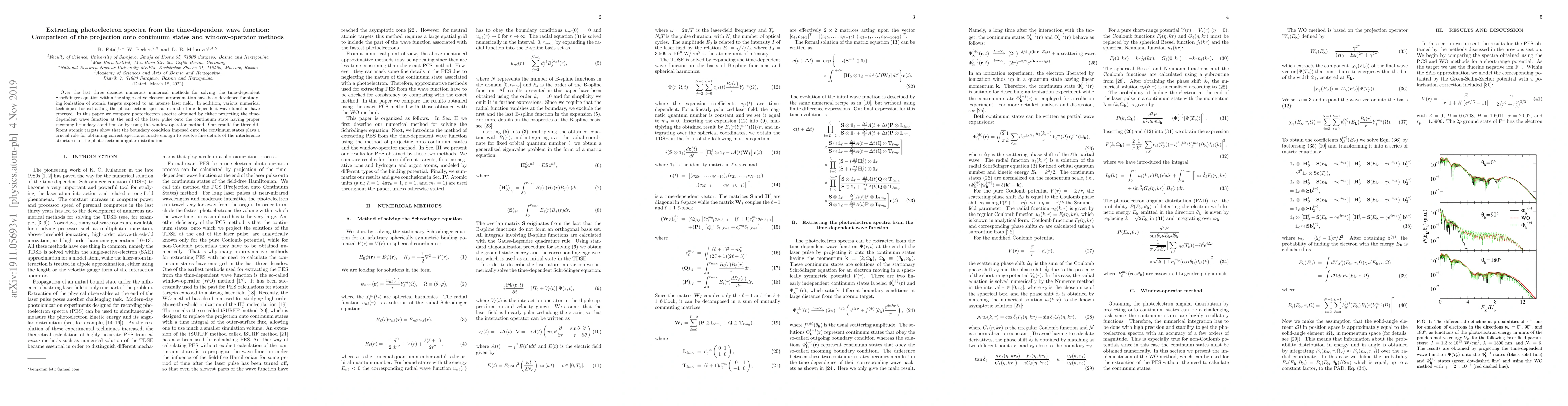 Thumbnail for Extracting photoelectron spectra from the time-dependent wave function:
  Comparison of the projection onto continuum states and window-operator
  methods