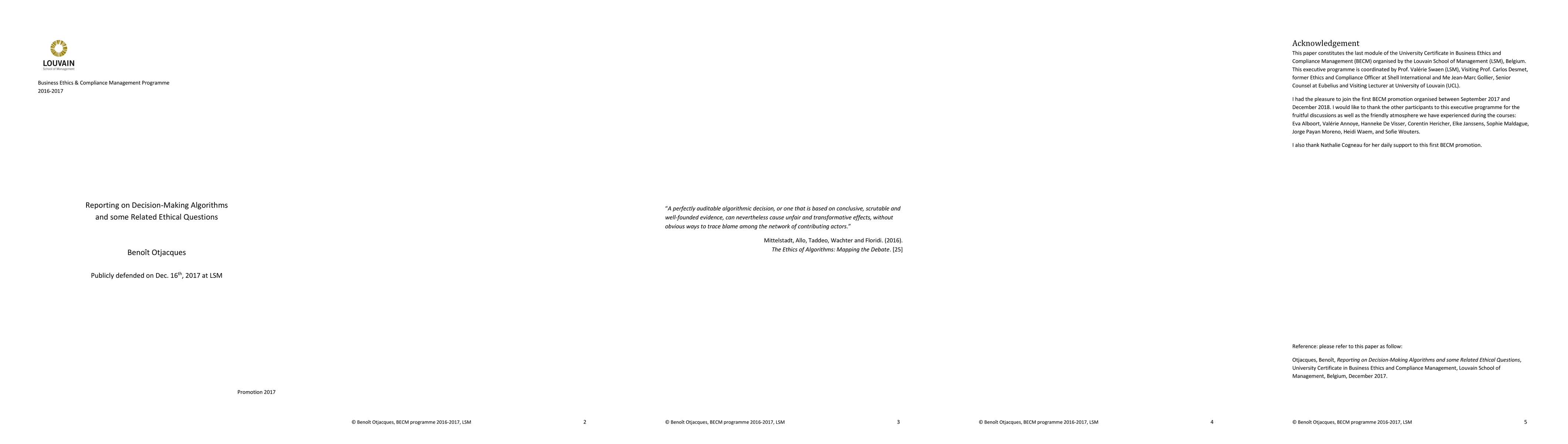 Thumbnail for Reporting on Decision-Making Algorithms and some Related Ethical
  Questions