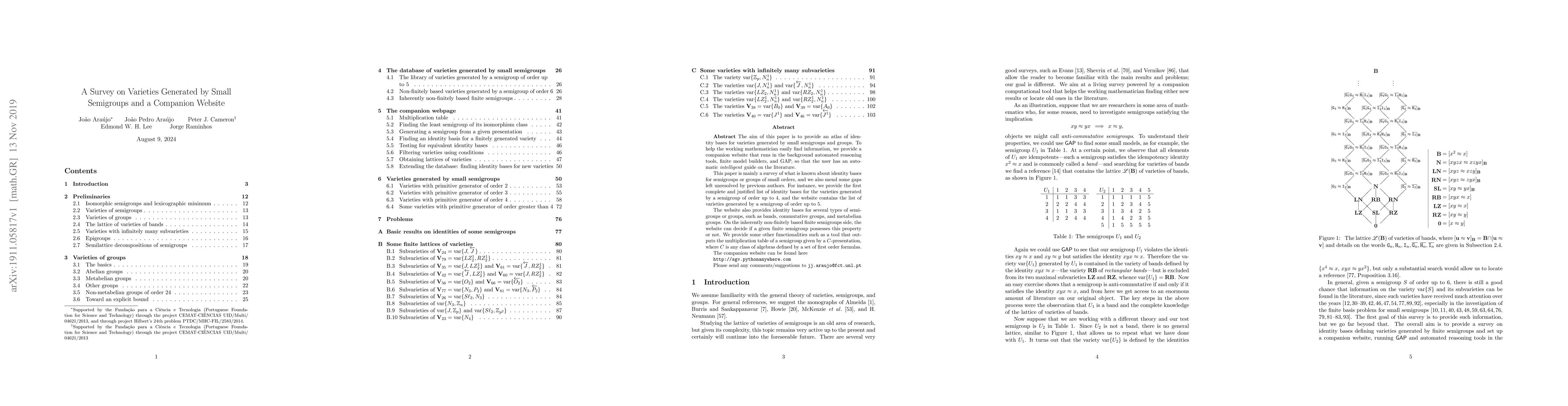 Thumbnail for A Survey on Varieties Generated by Small Semigroups and a Companion
  Website