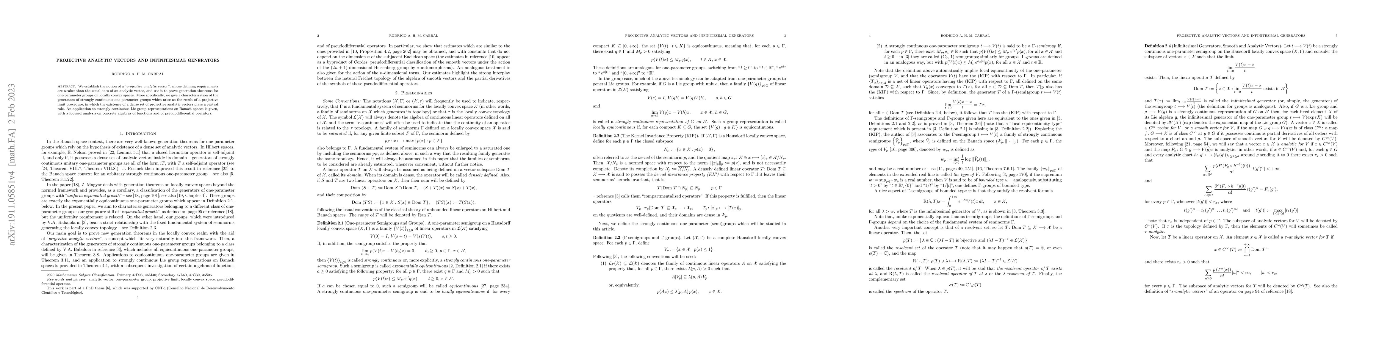 Thumbnail for Projective Analytic Vectors and Infinitesimal Generators