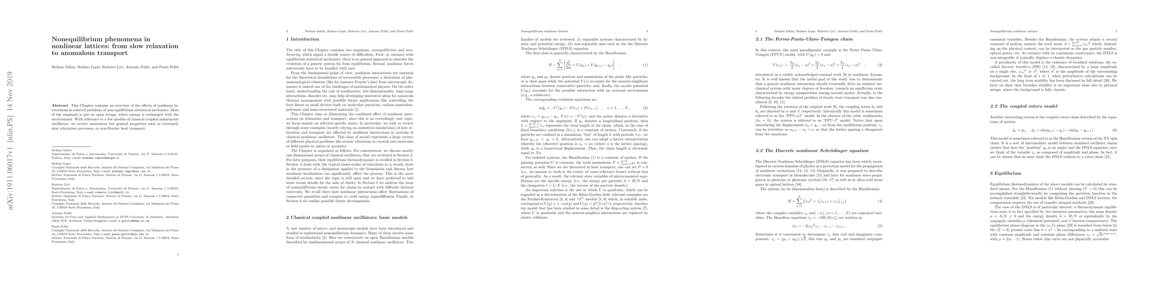 Thumbnail for Nonequilibrium phenomena in nonlinear lattices: from slow relaxation to
  anomalous transport