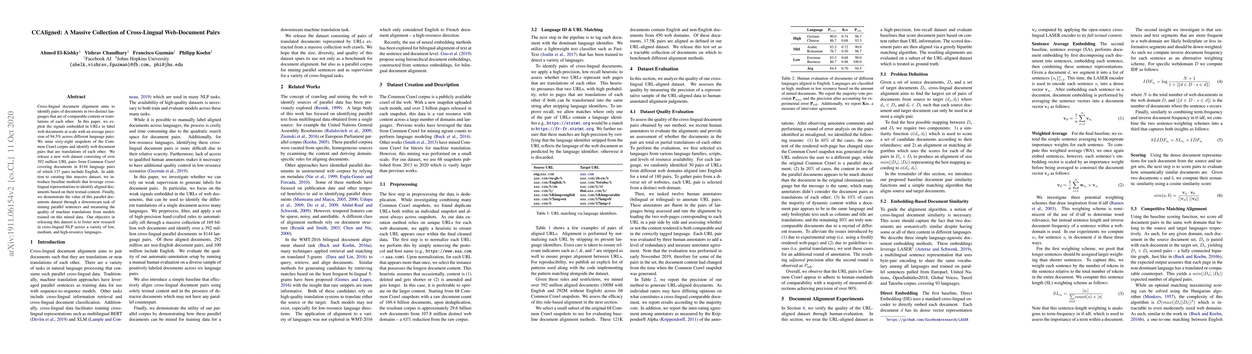 Thumbnail for CCAligned: A Massive Collection of Cross-Lingual Web-Document Pairs