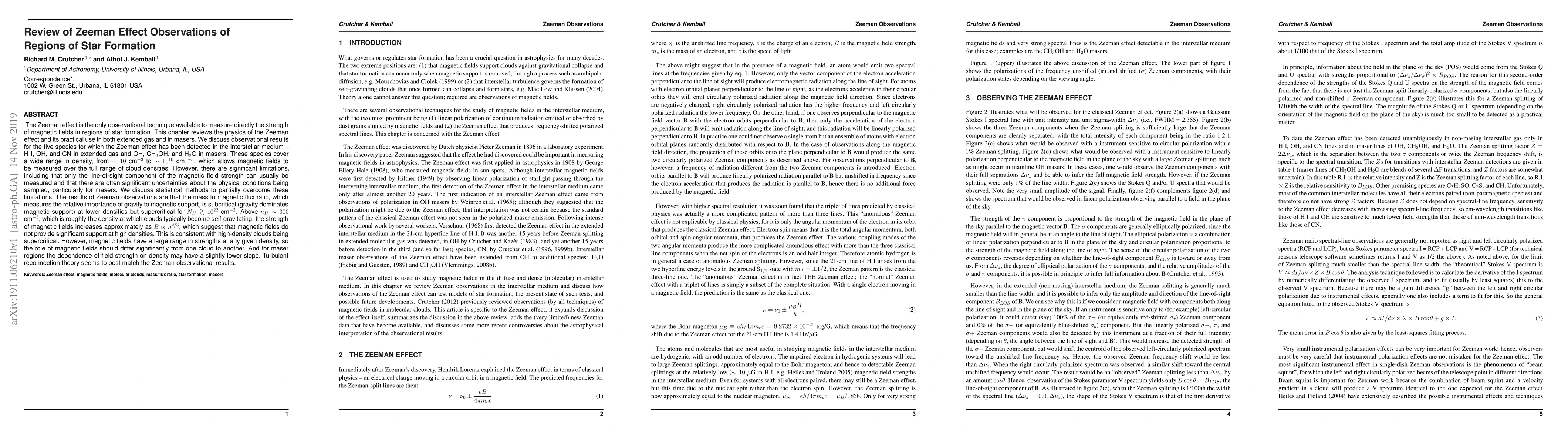 Thumbnail for Review of Zeeman Effect Observations of Regions of Star Formation