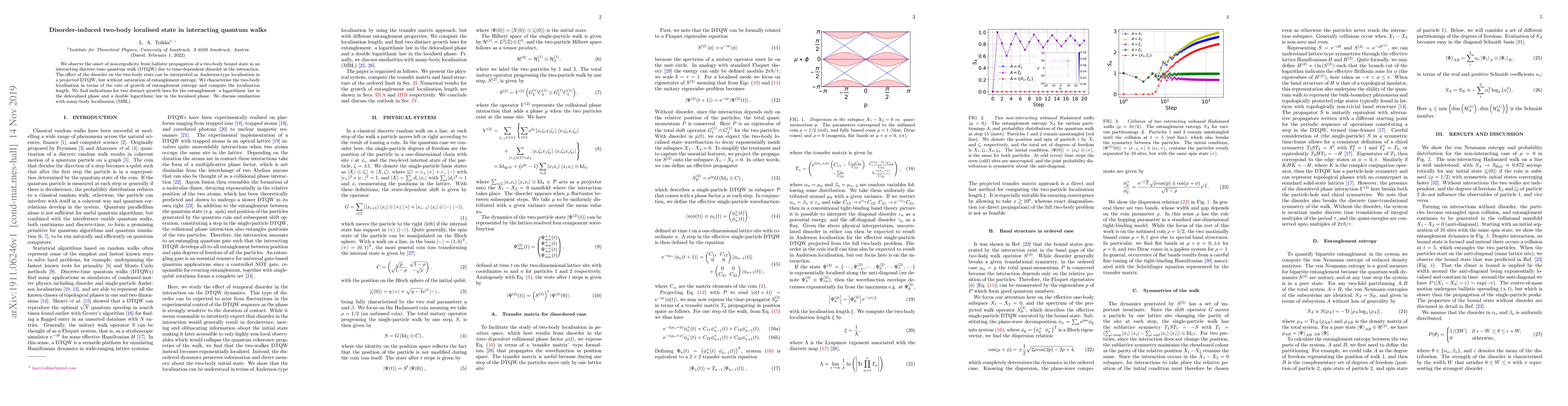 Thumbnail for Disorder-induced two-body localised state in interacting quantum walks