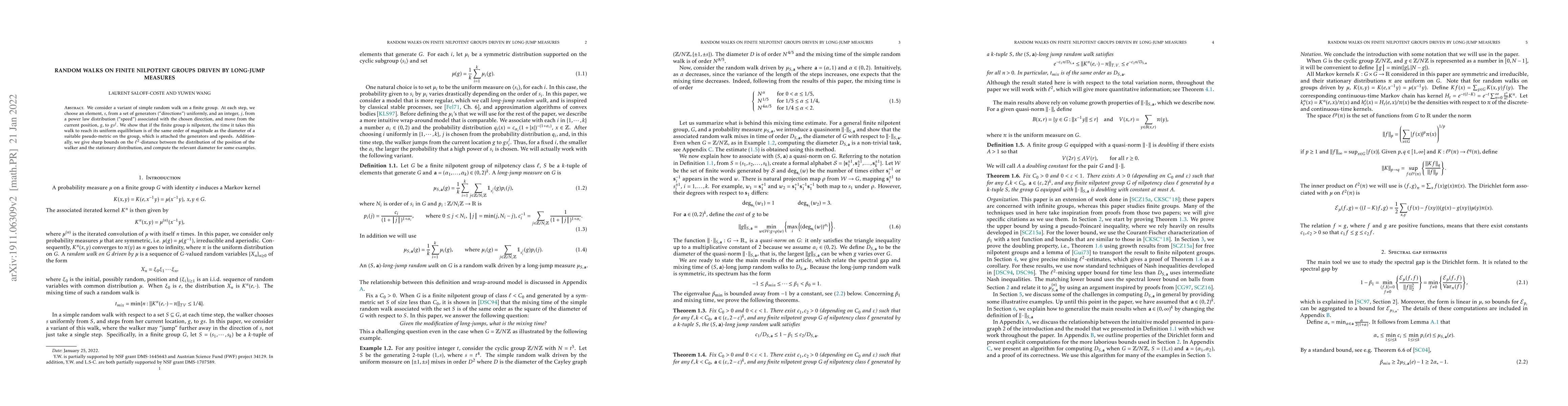 Thumbnail for Random walks on finite nilpotent groups driven by long-jump measures