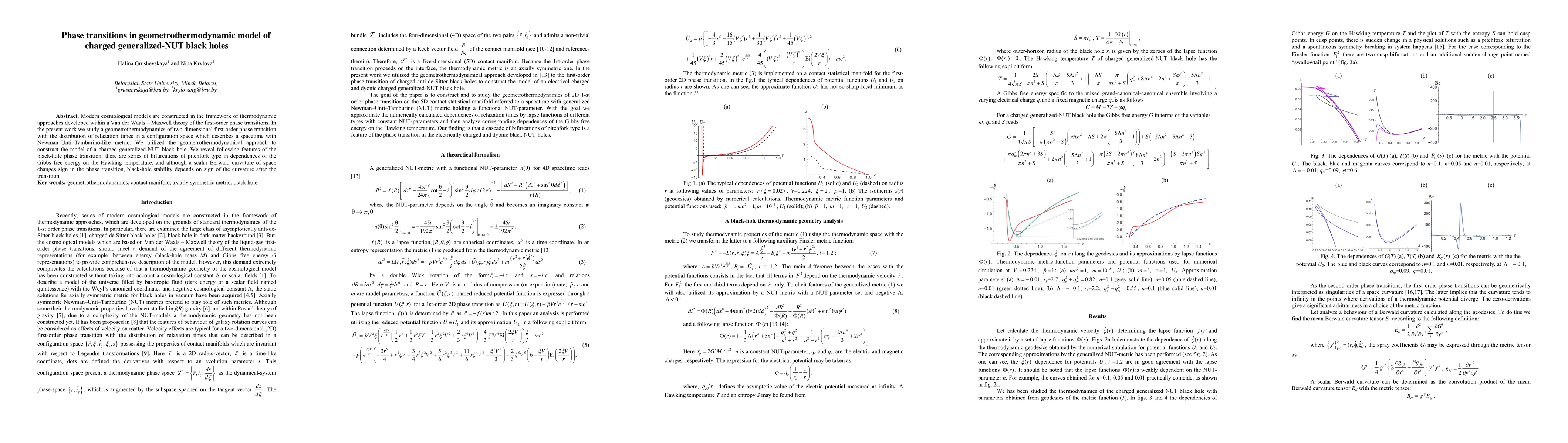 Thumbnail for Phase transitions in geometrothermodynamic model of charged
  generalized-NUT black holes