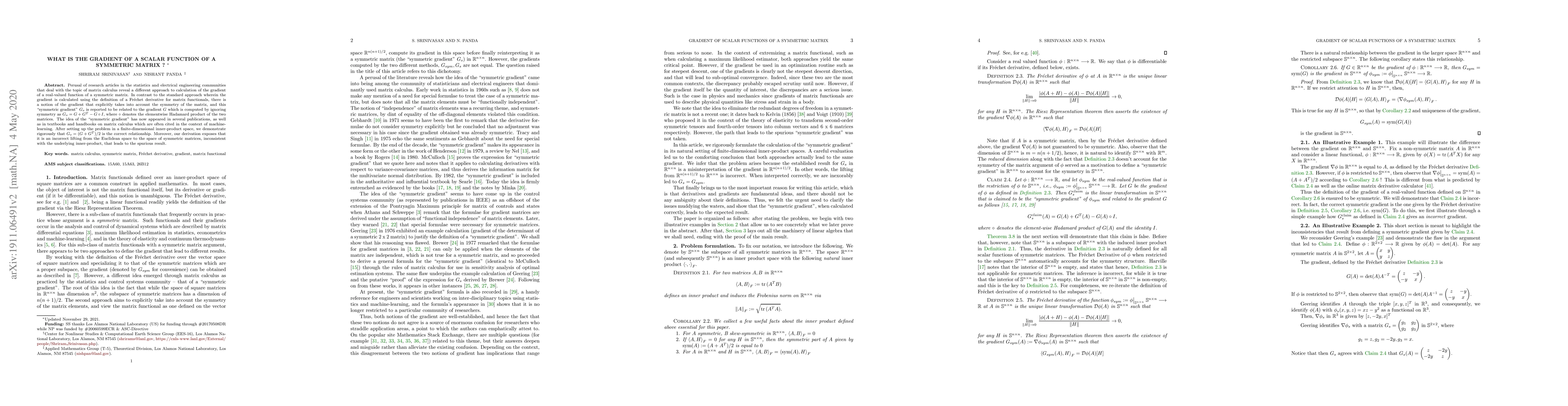 Thumbnail for What is the gradient of a scalar function of a symmetric matrix ?