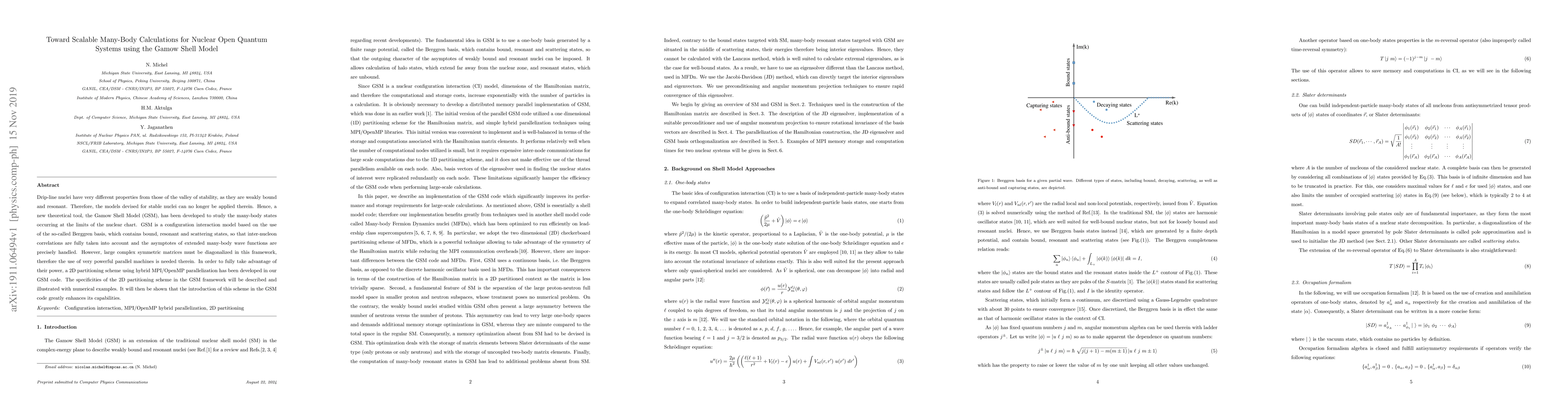 Thumbnail for Toward Scalable Many-Body Calculations for Nuclear Open Quantum Systems
  using the Gamow Shell Model