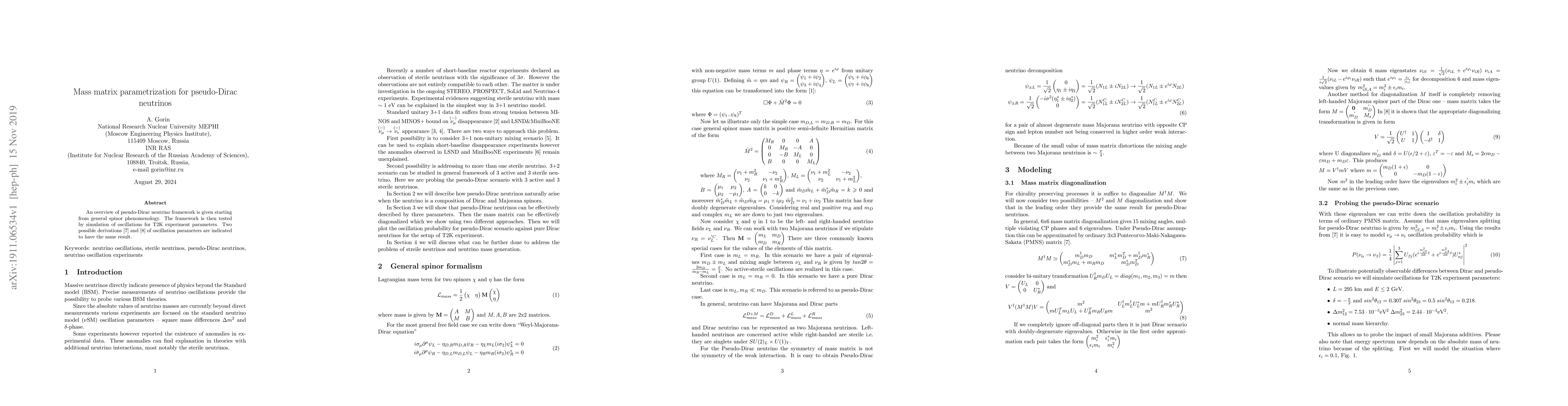 Thumbnail for Mass matrix parametrization for pseudo-Dirac neutrinos