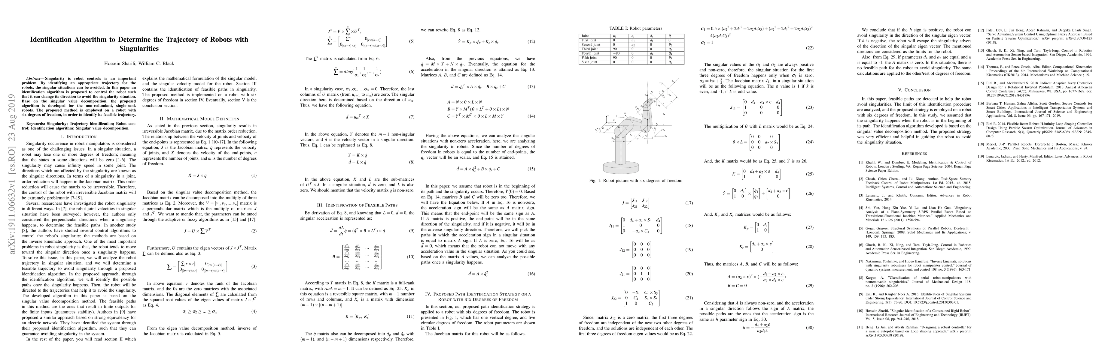 Thumbnail for Identification Algorithm to Determine the Trajectory of Robots with
  Singularities
