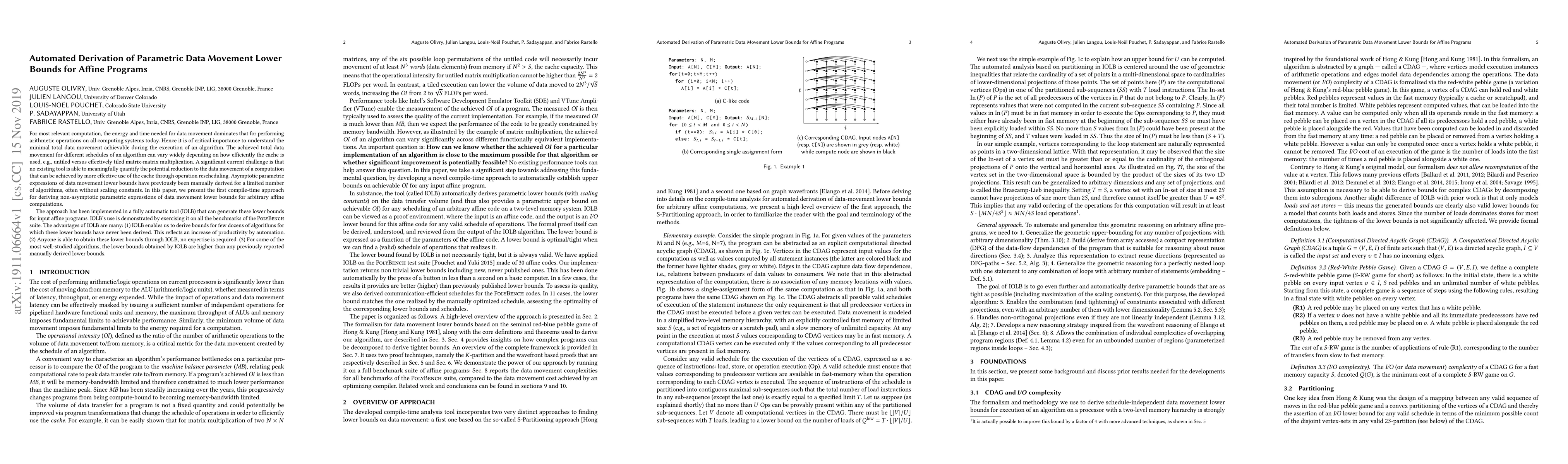 Thumbnail for Automated Derivation of Parametric Data Movement Lower Bounds for Affine
  Programs