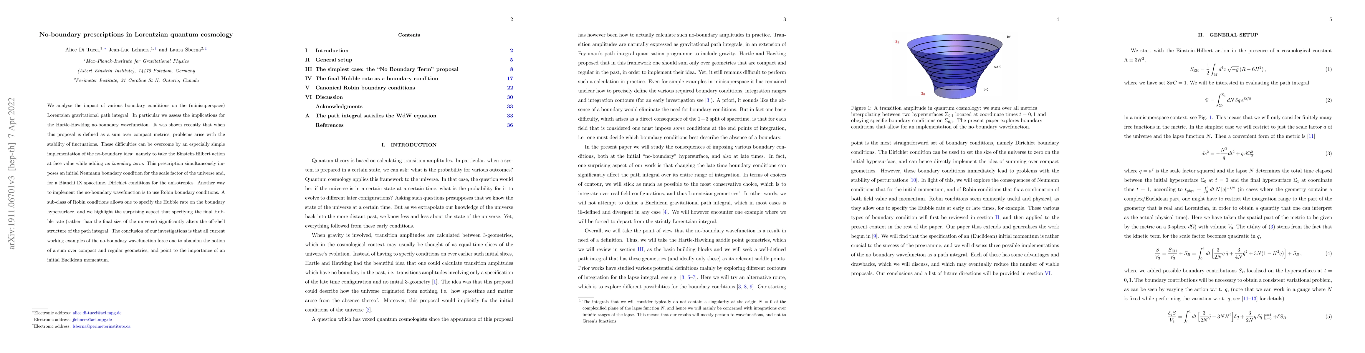 Thumbnail for No-boundary prescriptions in Lorentzian quantum cosmology
