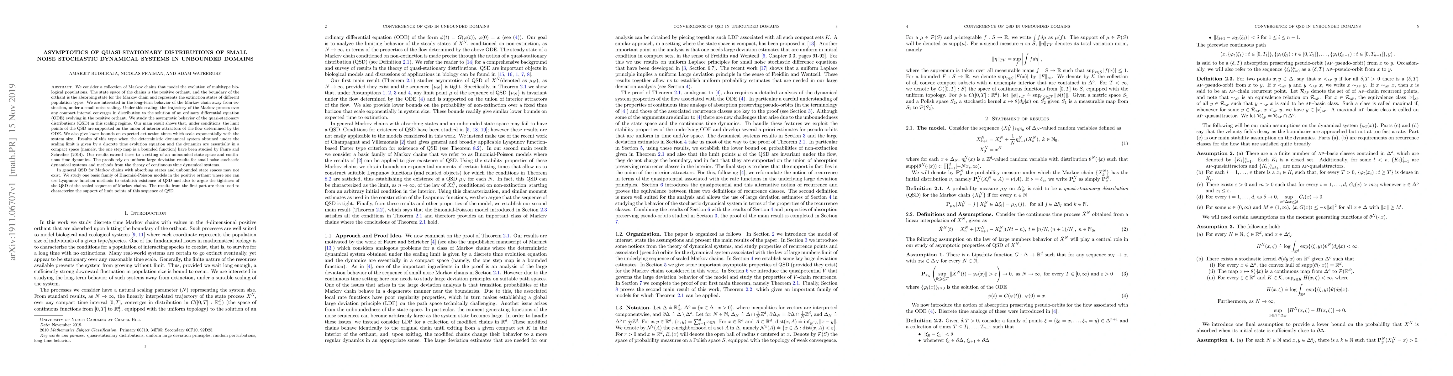 Thumbnail for Asymptotics of Quasi-Stationary Distributions of Small Noise Stochastic
  Dynamical Systems in Unbounded Domains