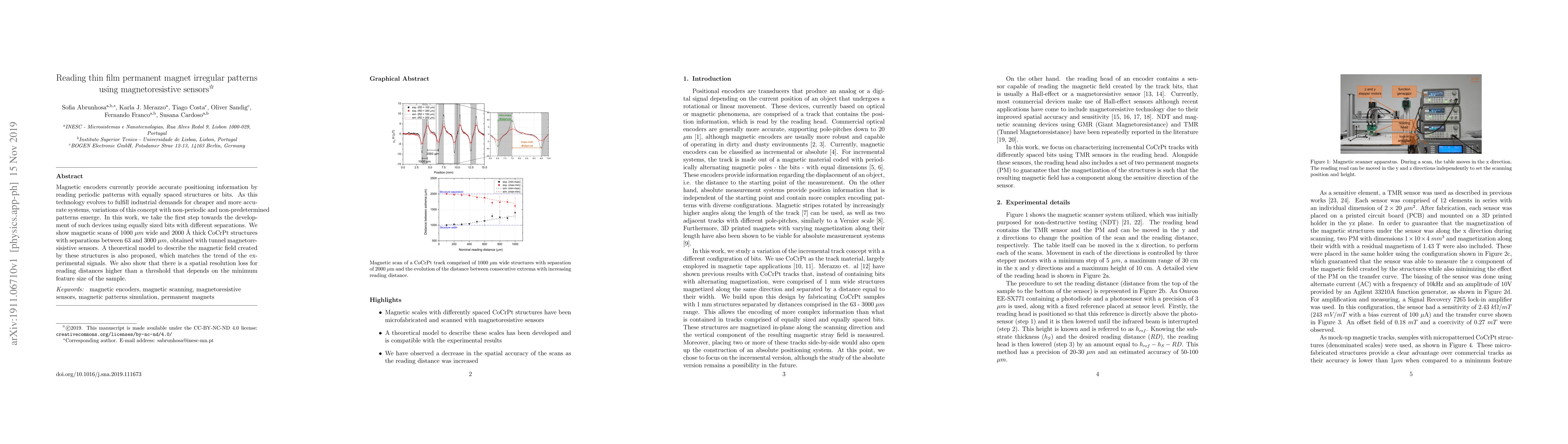 Thumbnail for Reading thin film permanent magnet irregular patterns using
  magnetoresistive sensors