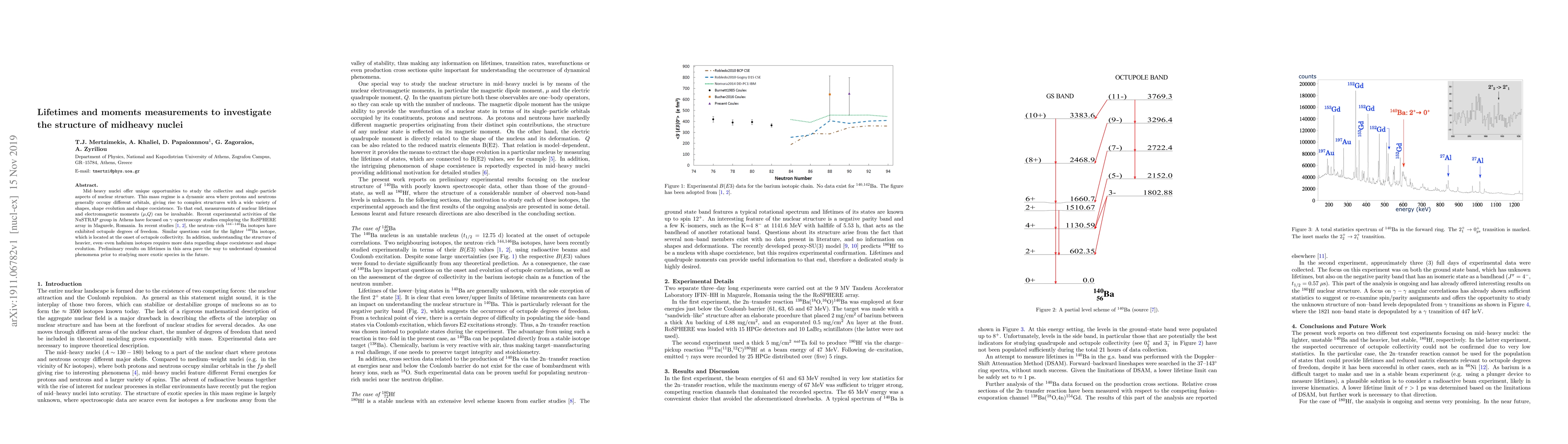 Thumbnail for Lifetimes and moments measurements to investigate the structure of
  midheavy nuclei