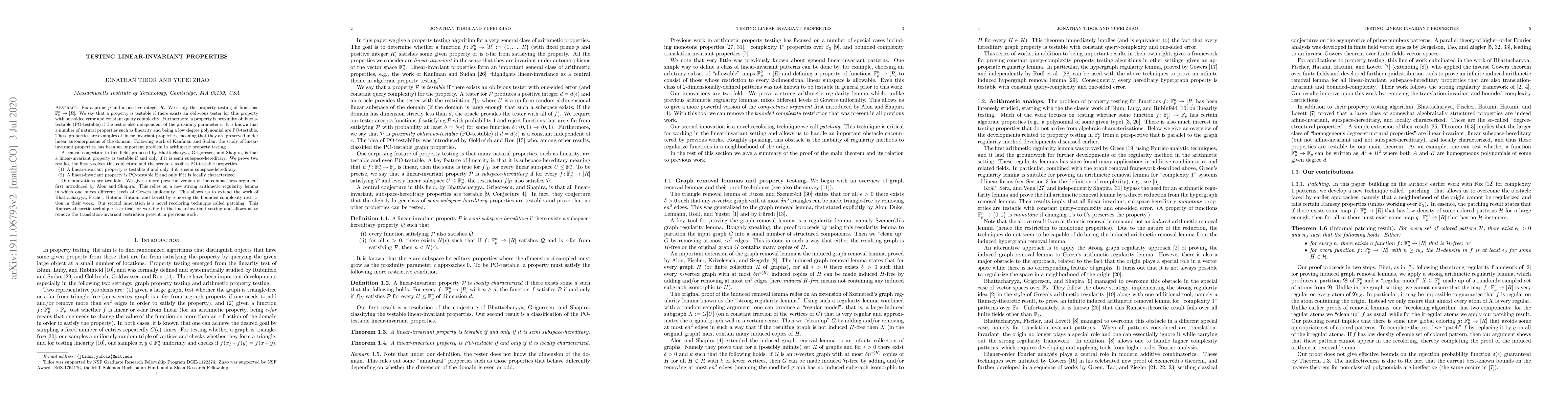 Thumbnail for Testing linear-invariant properties