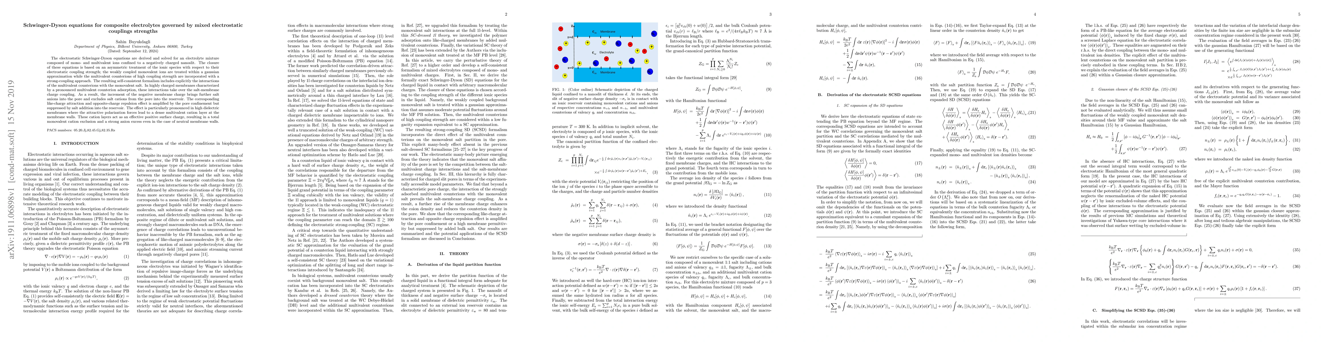 Thumbnail for Schwinger-Dyson equations for composite electrolytes governed by mixed
  electrostatic couplings strengths
